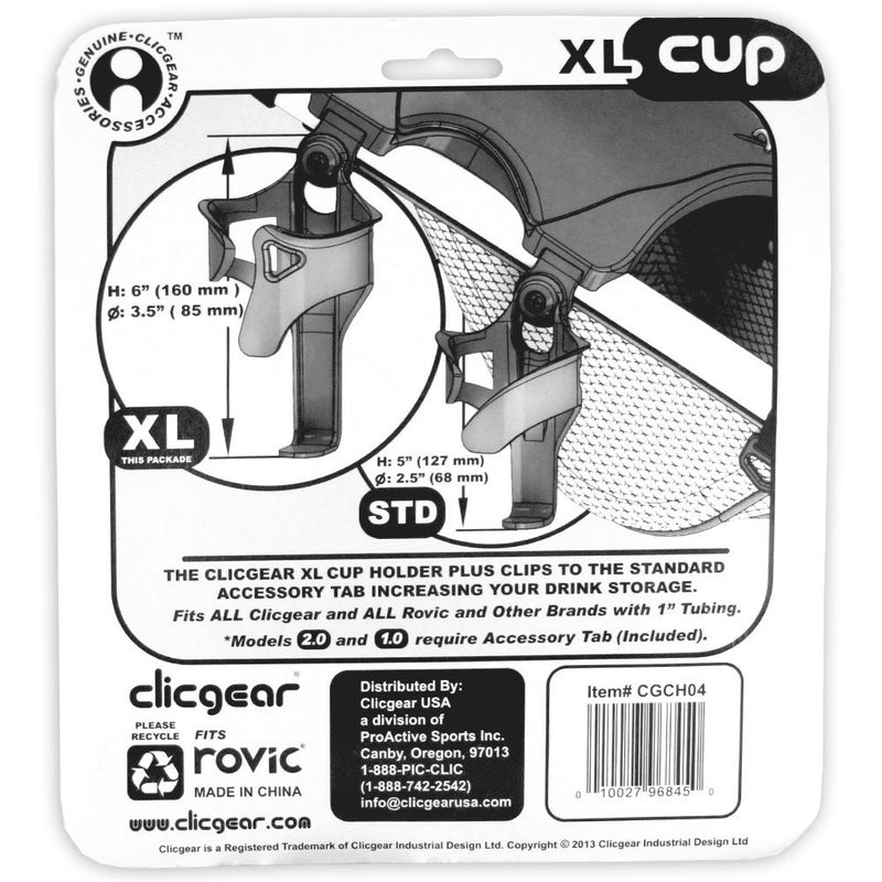 Clicgear Golf Trolley Cup Holder XL, Black - Image 3